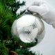 Round Antique Silver Mercury Glass Christmas Ornament With Netting Pattern