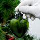 Green Heart Shaped Glass Christmas Ornament