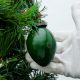 Green Floral Pattern Glass Christmas Ornament