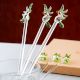 6 Pieces Cut Clear Green Parrot Stirrer Glass Swizzle Sticks for Cocktail Party