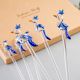 6 Pieces Cut Clear Blue Peacock Stirrer Glass Swizzle Sticks for Cocktail Party