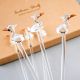 6 Pieces Cut Clear Pelican Bird Stirrer Glass Swizzle Sticks for Cocktail Party