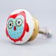 Red Owl Ceramic Flat Kitchen Drawer Knob