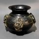 Handcrafted Brass Ritual Pot with Sculpted Devi-Devtas Handles