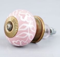 Pink Etched Flower Knob