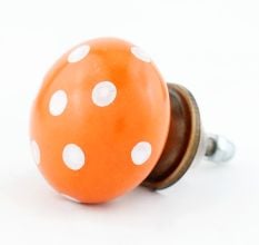 Orange White Polka Dots Flat Knob