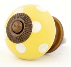 Yellow Dotted Small Ceramic Cabinet Knobs