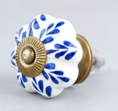 Blue Leaf Ceramic Melon Cabinet Knob Online