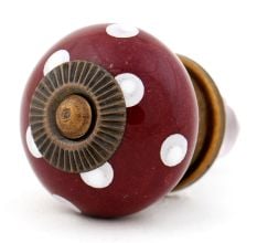 Cherry White Dot Ceramic Cabinet Knob