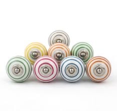 8 Pieces Ceramic Multicolor Striped Kitchen Drawer Knobs