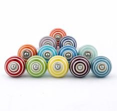 12 Pieces Colorful Striped Ceramic Kitchen Cabinet Knobs