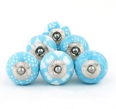 Turquoise Ceramic Round Living Room Cupboard Knobs