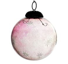 Pink Decorative Round Star Glass Hanging Ornament