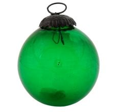 Green Vintage Style Round Glass Christmas Ornament