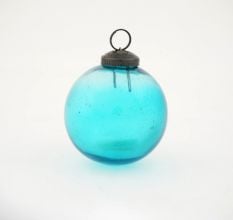 Turquoise Vintage Round Glass Christmas Ornament
