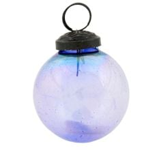 Royal Blue Round Glass Christmas Ornament