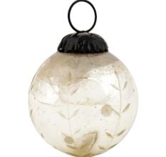 Silver Leaf Round Mercury Glass Christmas Ornament