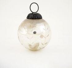 Silver Leaf Round Mercury Glass Christmas Ornament