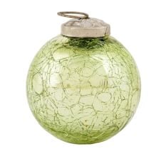 Green Crackle Round Glass Christmas Ornament