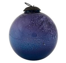 Dark Blue Round Glass Christmas Ornament