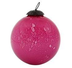 Pink Vintage Round Glass Christmas Ornament