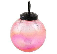 Pink Vintage Style Round Glass Christmas Ornament