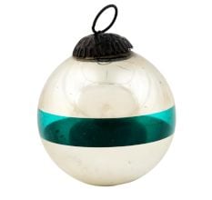 Vintage Turquoise Style Round Glass Christmas Ornament