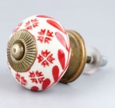 Red Tiny Flower Drawer Knob