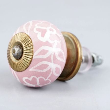Pink Etched Flower Knob