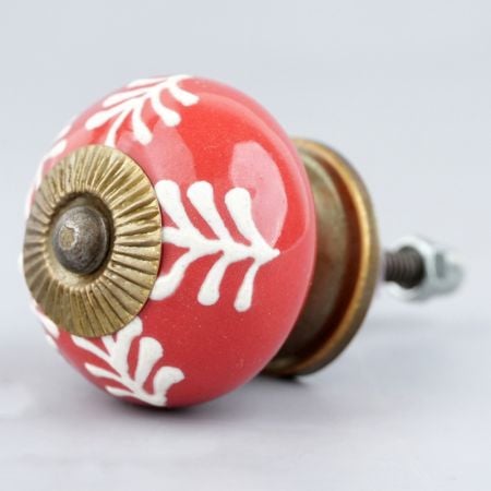Red White Leaf Knob