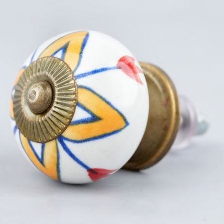 Amaryllis Mustard Flower Ceramic Cabinet Knob Online