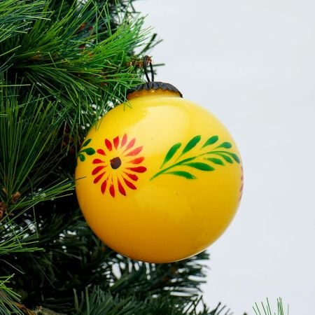 Yellow Round Flower Christmas Hanging