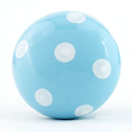 Sky Blue White Polka Almirah Knob