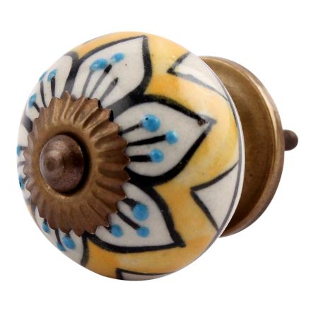 Mustard Flower Ceramic Drawer Knob