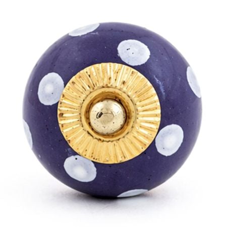 Navy Blue White Polka Dot Knob