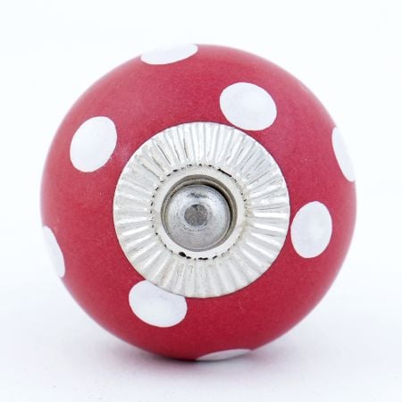 Blood Red White Polka Wardrobe Knob