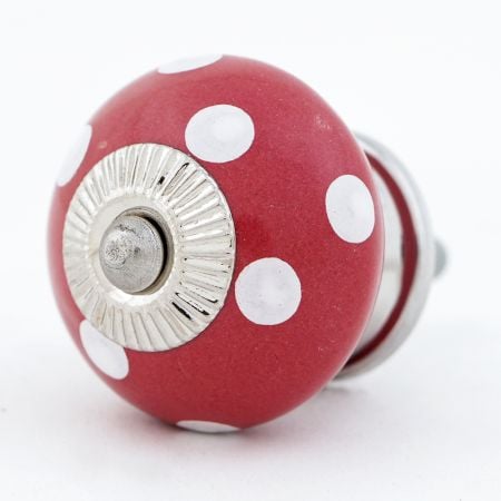 Blood Red White Polka Wardrobe Knob