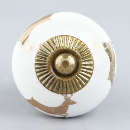 Golden Running Rein Deer Pattern Ceramic Drawer Knob