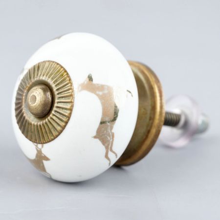 Golden Running Rein Deer Pattern Ceramic Drawer Knob