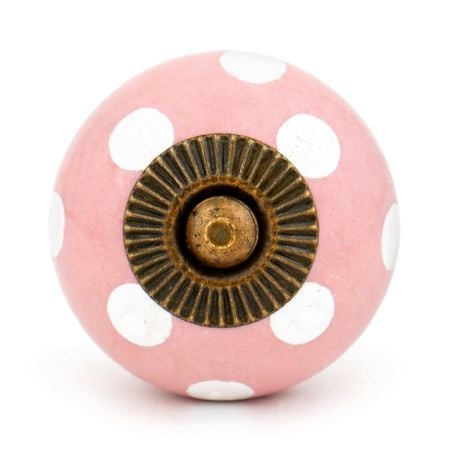 Pink Polka Dotted Small Ceramic Cabinet Knobs