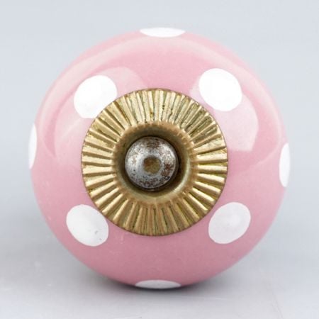 Pink Polka Dotted Small Ceramic Cabinet Knobs