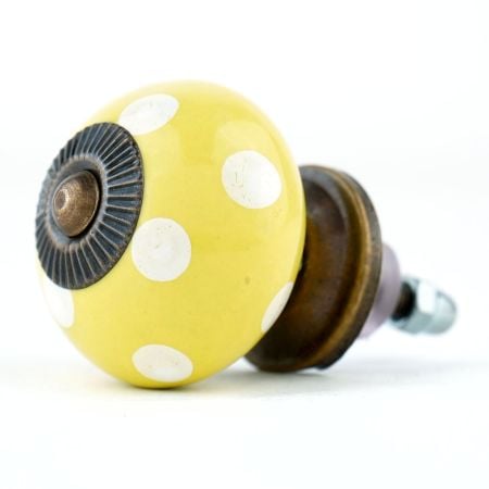 Yellow Dotted Small Ceramic Cabinet Knobs