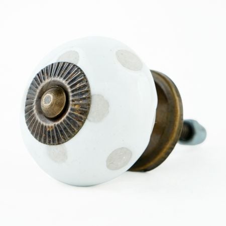 White Polka Dot Ceramic Knob 45