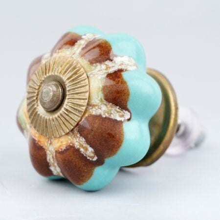 Sea Green And Brown Ceramic Cabinet Knobs