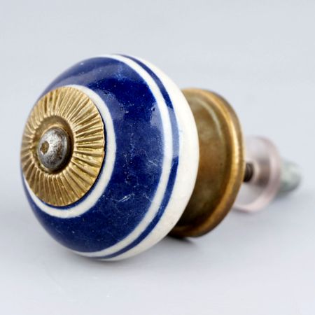 Navy Blue Striped Knob