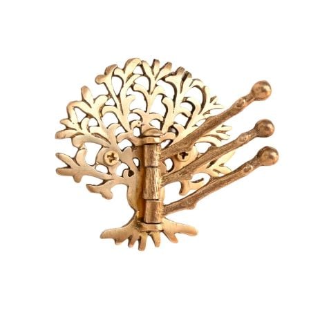 Brass Golden Decorative Tree Swivel Tri Arm Hook