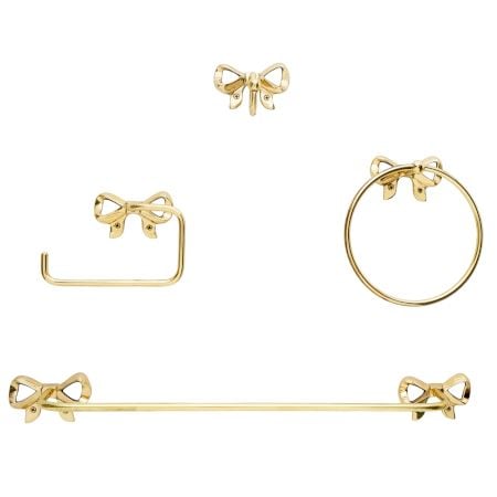 Elegant Brass Bathroom Hardware Set of 4 with Bow Design