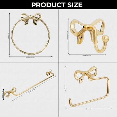Elegant Brass Bathroom Hardware Set of 4 with Bow Design