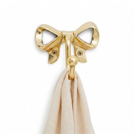 Brass Handmade Golden Bow design Wall Hook for Hanging Clothes