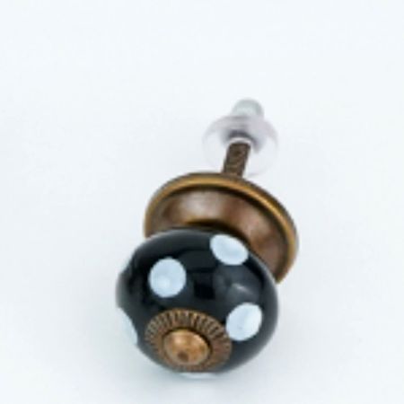 Black Ceramic Polka Dotted Living Room Cupboard Knobs